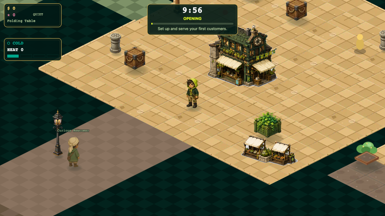 The Launch Yard plaza with a market stall and the first customer